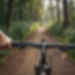 Mountain bike equipped with essential accessories on a rugged trail
