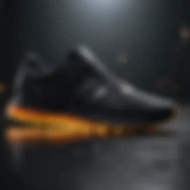 All-black Adidas shoe in motion during extreme sports activity