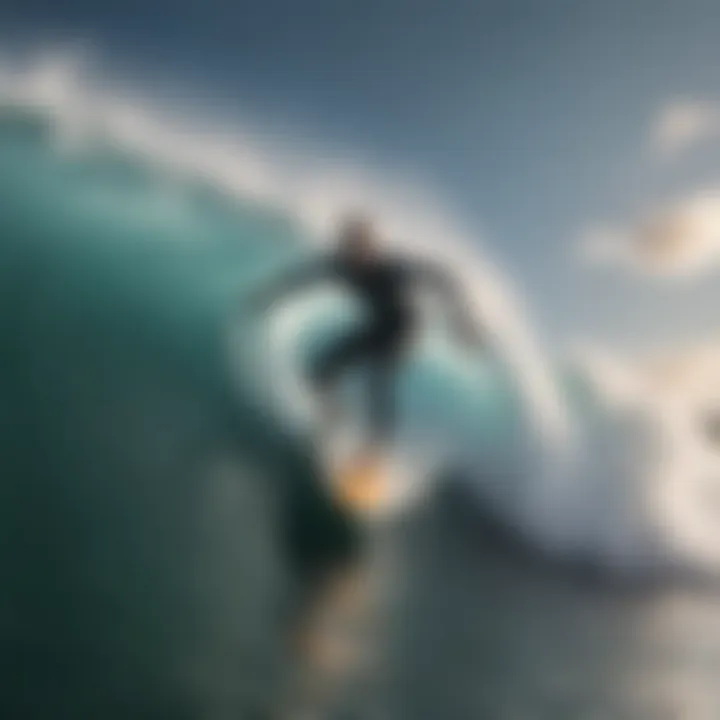 Fearless surfer riding massive waves