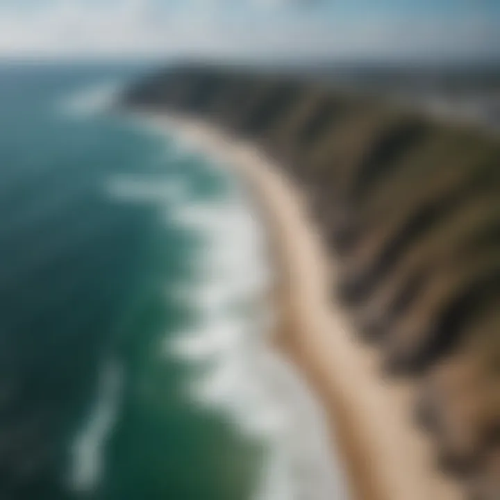 Aerial view of the majestic coastline of Surfline Emerald Isle