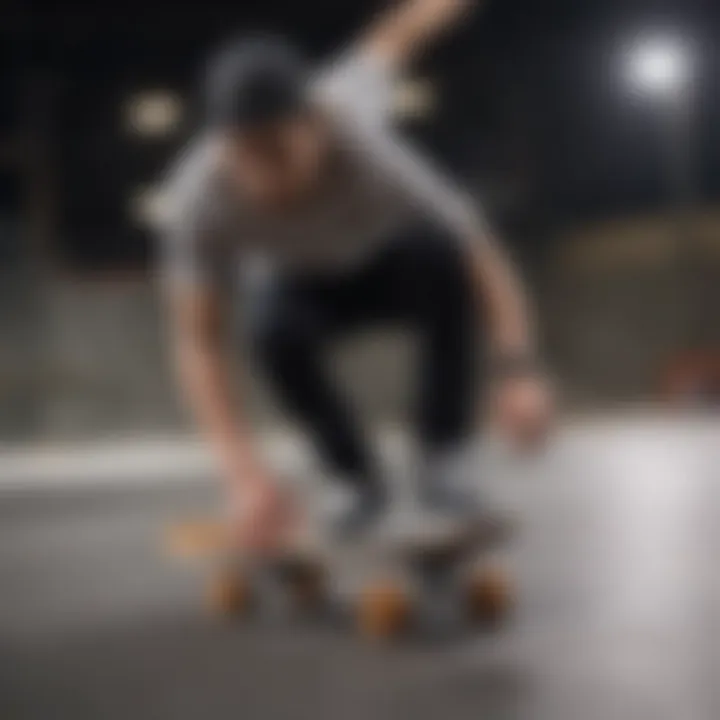 A skater performing tricks while wearing DC skate shoes on a ramp.