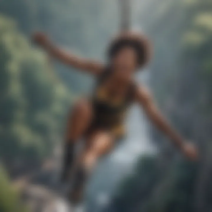 Afro Beats artist in a thrilling bungee jumping moment