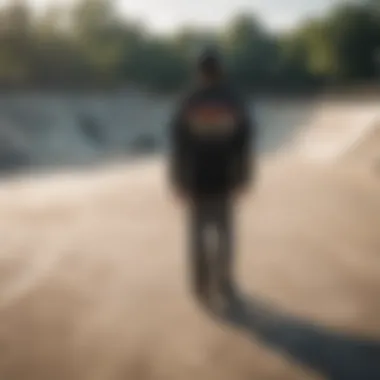 Athlete facing a deserted skatepark