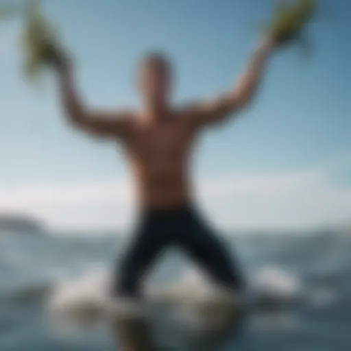 Athlete performing a high-energy trick with seaweed water backdrop