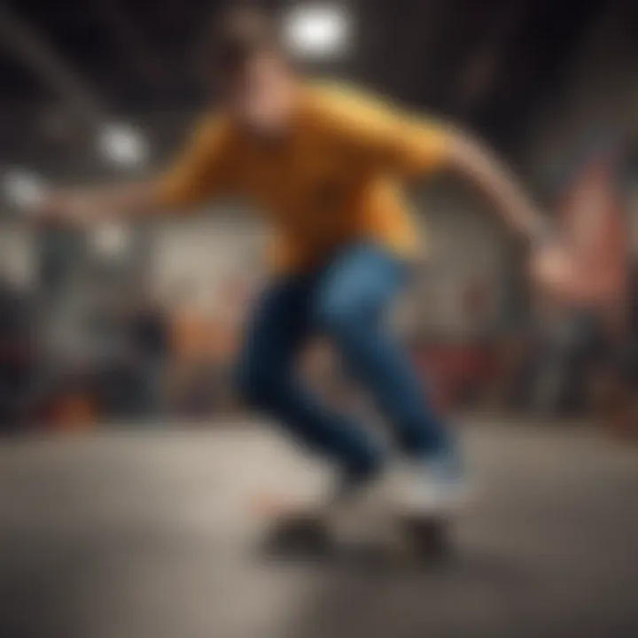 Athlete showcasing the flexibility and range of motion in Dickies Skateboarding Slim apparel