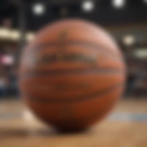 Close-up of a high-quality basketball displayed at Walmart