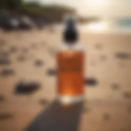 Refreshing Beach Bum Face Mist bottle on a sandy beach