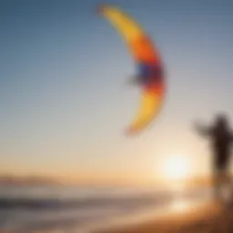 Beginner kiteboarder launching a kite