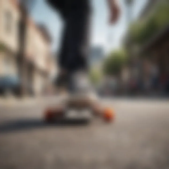 Skateboarder performing tricks with grip tape