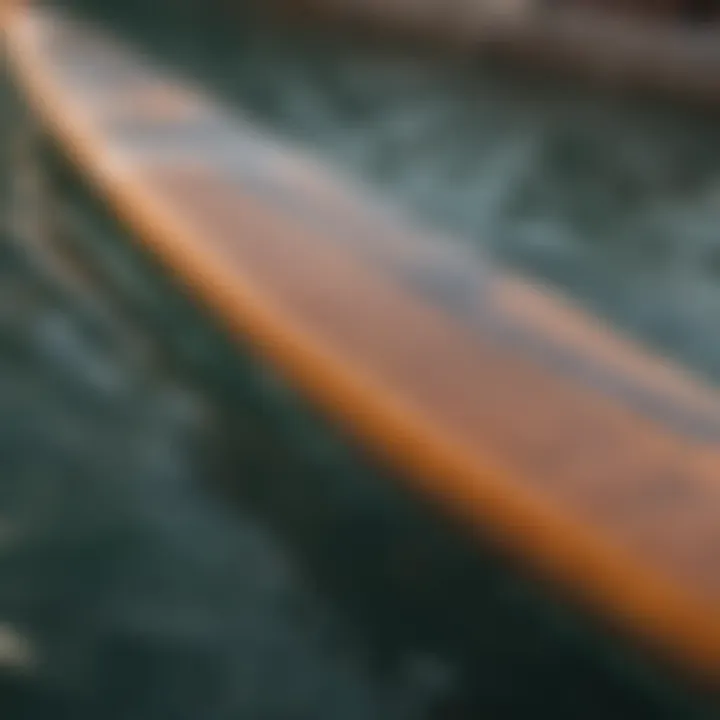 Close-up of paddle board design showcasing material and craftsmanship