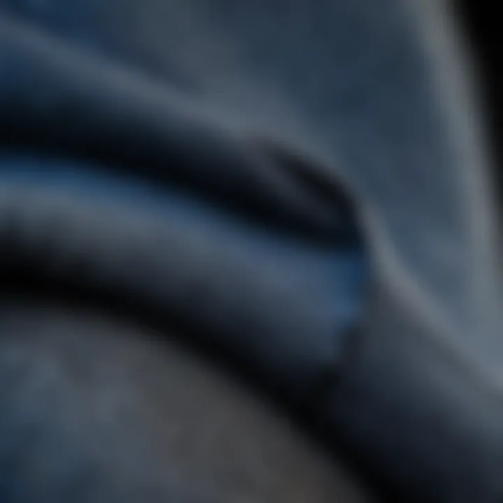 Close-up of blue tech fleece material showcasing durability and flexibility