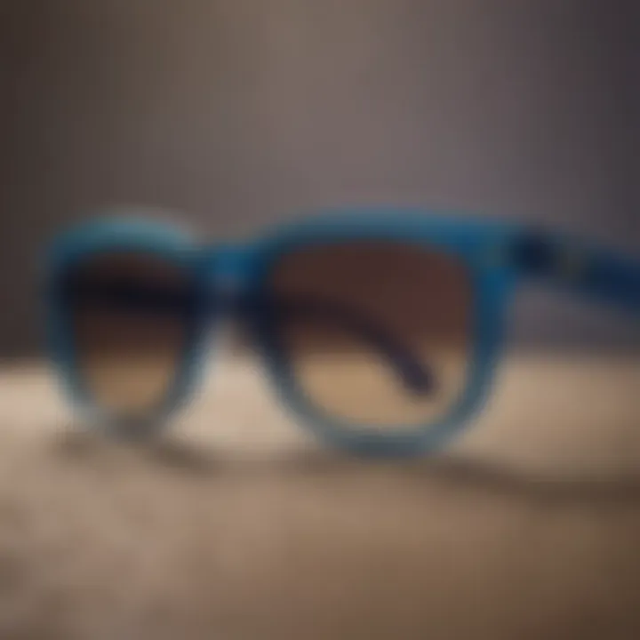 Elegant Blue Frame Wayfarer Sunglasses with Gold Accents