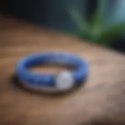 Elegant blue and white Lokai bracelet close up