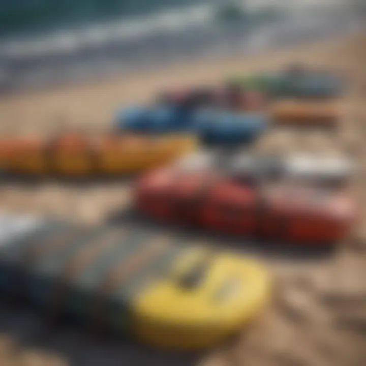 Different types of boardbags laid out for comparison