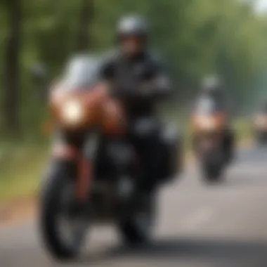 A group of riders enjoying a well-organized motorcycle tour