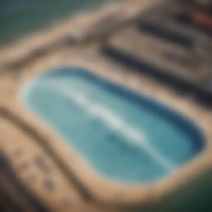 Aerial view of the Bristol Wave Pool showcasing its innovative wave-generating technology.