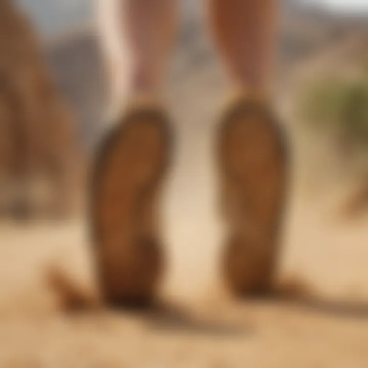 Brown jandals kicking up dust in high-speed extreme sport