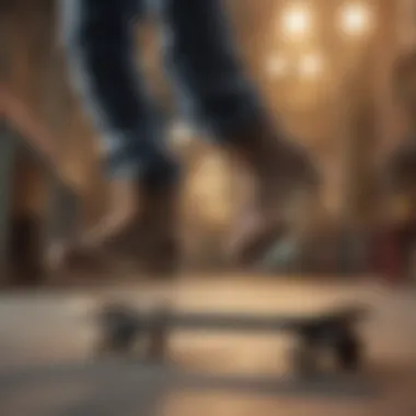 Performance in Action: Bulky Skate Shoes A skater performing a trick in bulky skate shoes