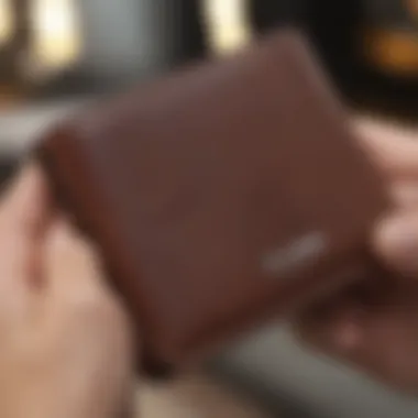 Close-up of Buxton wallet detailing and stitching