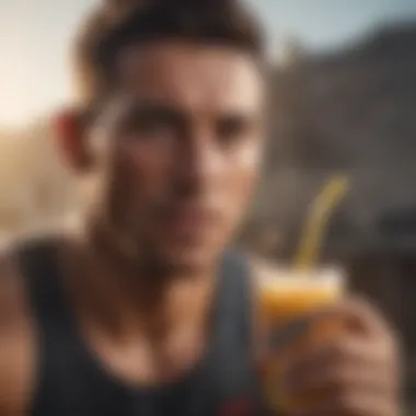 Athlete Boosting Performance with Energy Drink Athlete consuming energy drink before competition