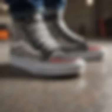 Close-up of Checkered Vans Hi Top Sole Grip