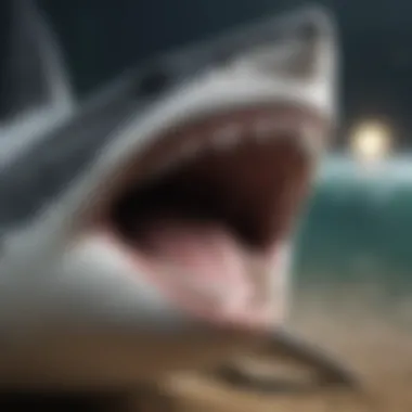 Close-up of great white shark's powerful jaws