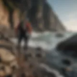 Adventurers navigating rocky coastline during a coasteering session