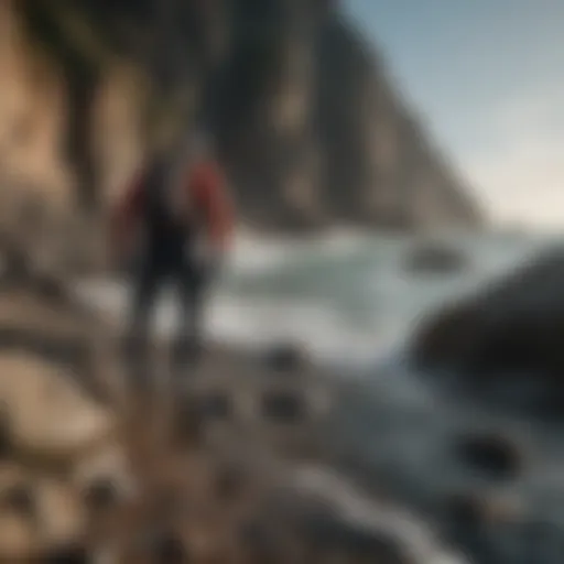 Adventurers navigating rocky coastline during a coasteering session