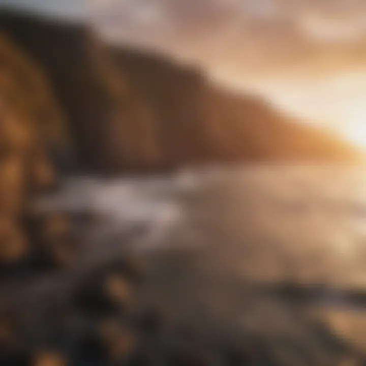 A scenic view of Ireland's rugged coastline during sunset