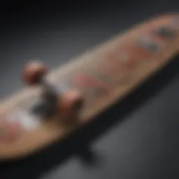 Detailed view of skateboard deck showcasing materials used