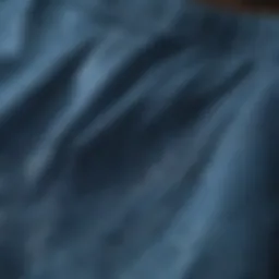 Close-up view of the fabric texture of blue board shorts