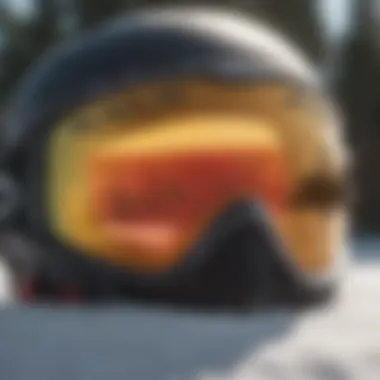 Close-up view of Oakley mirrored ski goggles showcasing lens technology