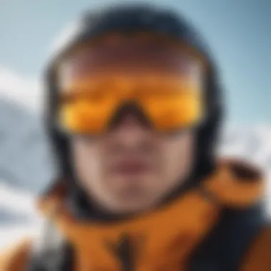 A skier wearing Oakley mirrored ski goggles on a snowy slope