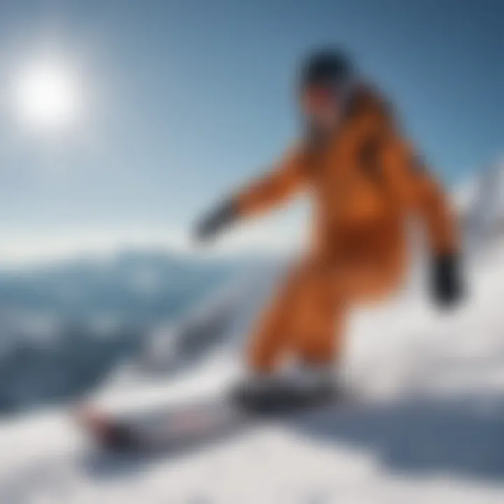 The Burton Feather snowboard on a snowy slope showcasing its performance