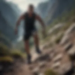 Athlete conquering a steep mountain trail