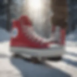 Converse Low Chunky Shoes in Snowboarding Action