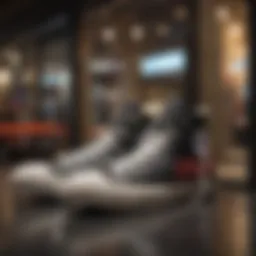 Converse shoes displayed in a trendy boutique window