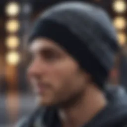 Beanie with intricate geometric patterns