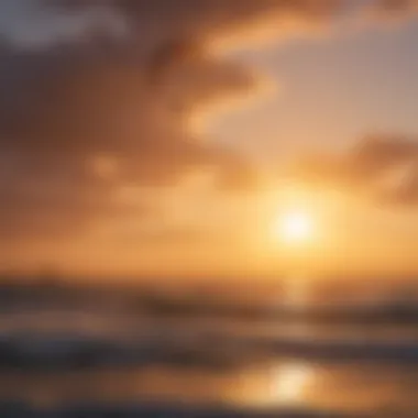 Rider performing a high-flying maneuver with the kite against a stunning sunset backdrop