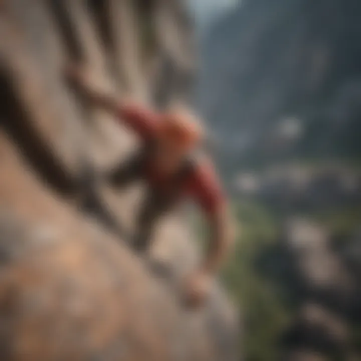 Daring rock climber scaling a challenging cliff