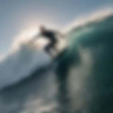 Daring surfer riding a massive wave with power and skill