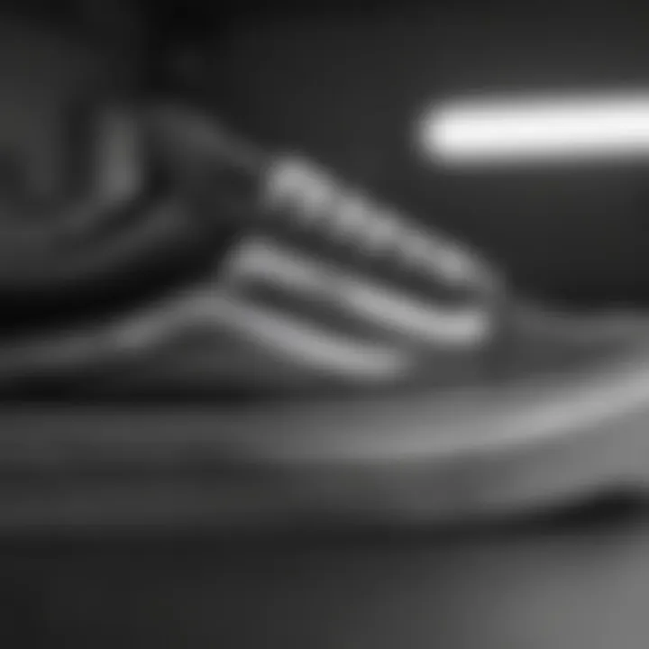 Close-up of durable rubber sole on Vans Pro Black and White shoes