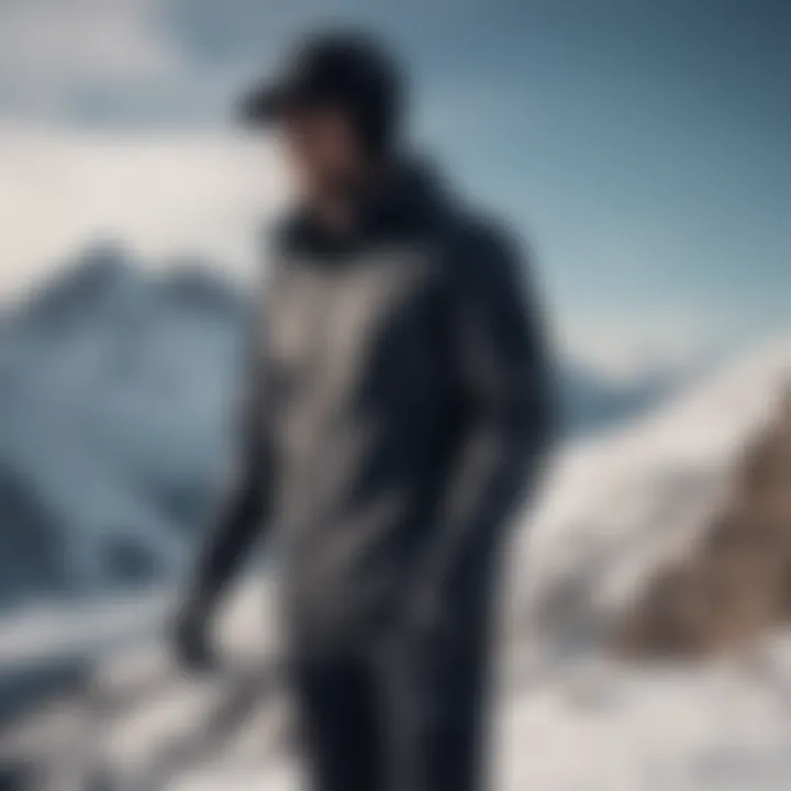 Sleek and Dynamic Black Nike Jacket on Snowy Mountain Peak