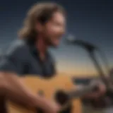 Eddie Vedder performing at a beachside concert