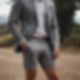 Elegant grey shorts styled with a sophisticated blazer