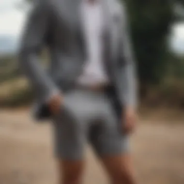 Elegant grey shorts styled with a sophisticated blazer