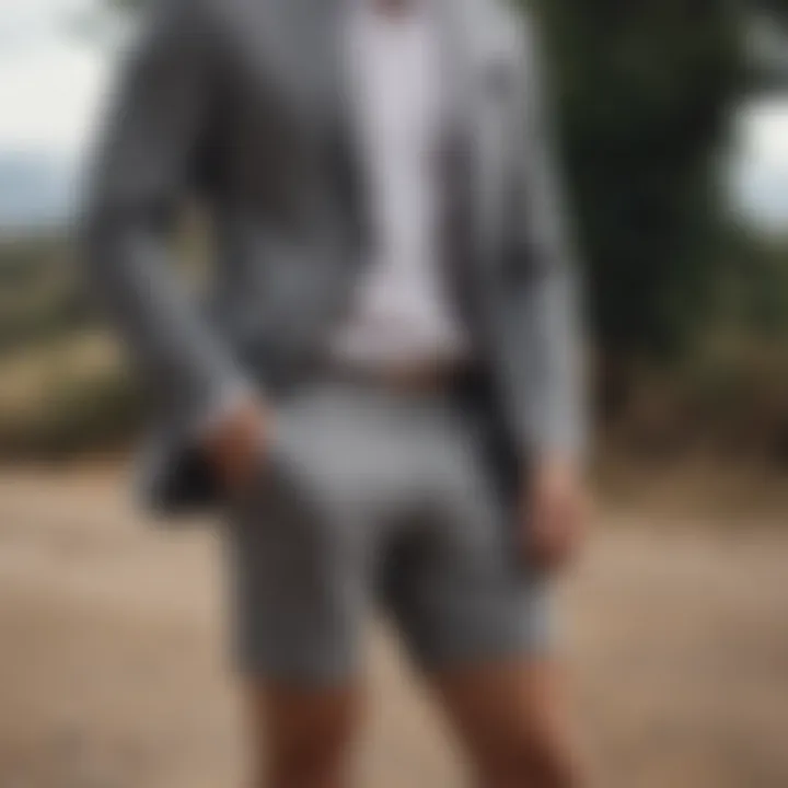 Elegant grey shorts styled with a sophisticated blazer