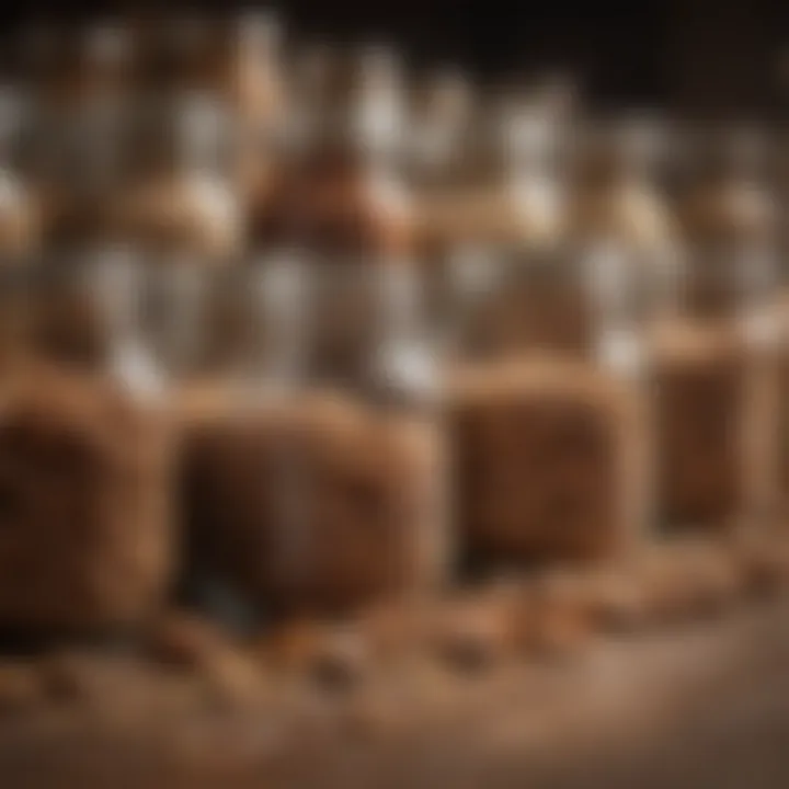 Glass jars filled with bulk pantry staples like grains and nuts