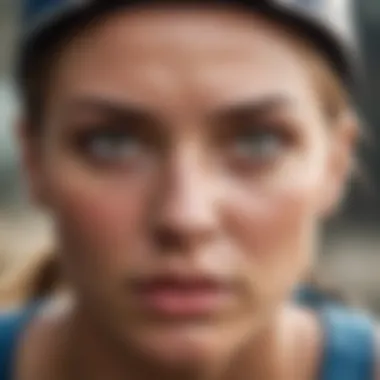 A close-up of a determined athlete's face showcasing concentration and emotional control