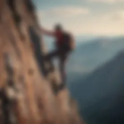 A climber reaching the summit of a mountain, symbolizing achievement and mental strength